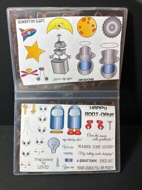Peachy Keen Robot Cling RubberStamp Set